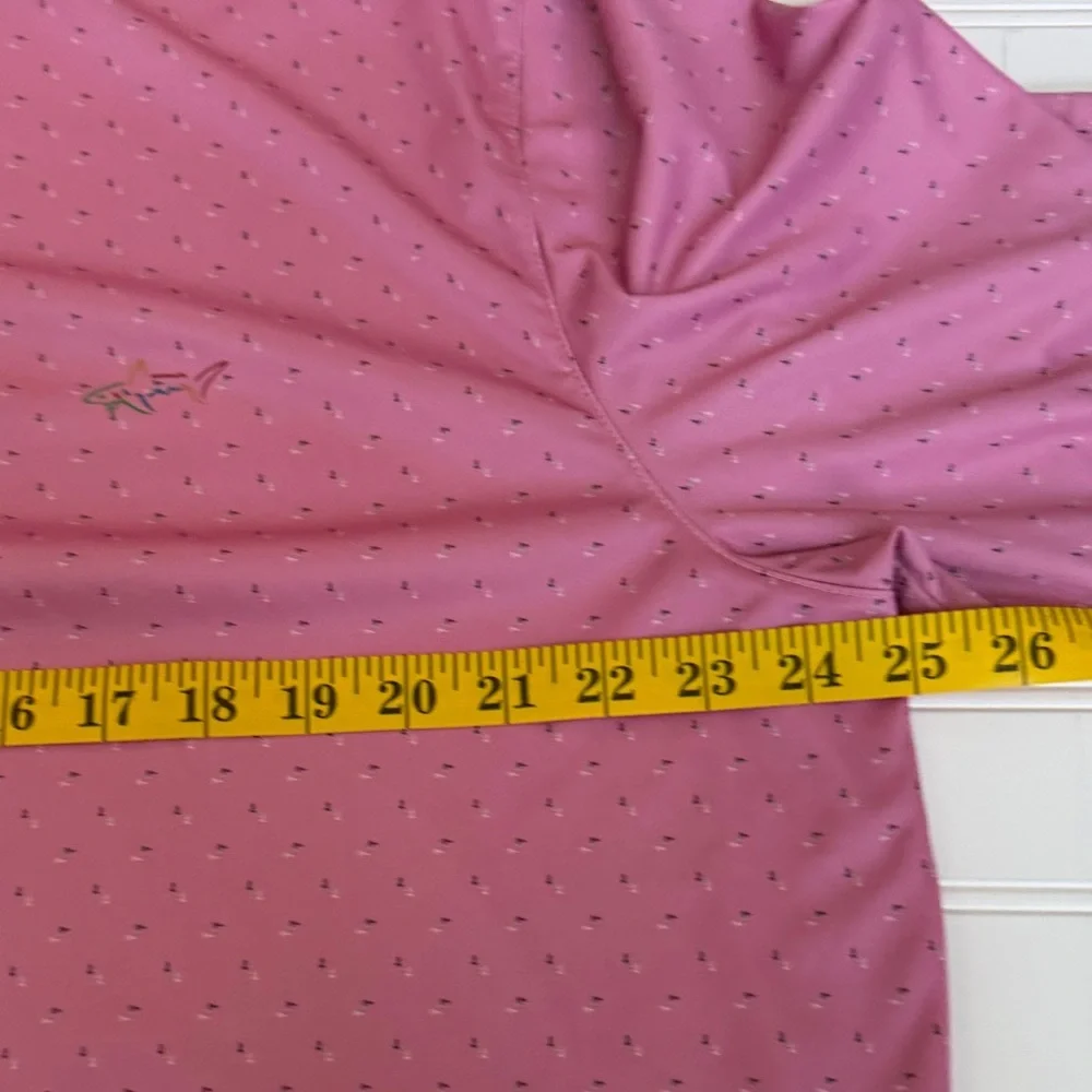 (107)Greg Norman Collection Men’s Pink Polo with Subtle Dot Texture